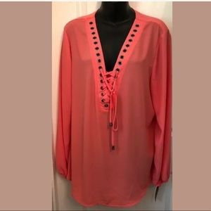 Alfani Peach long sleeve blouse plus sz 16